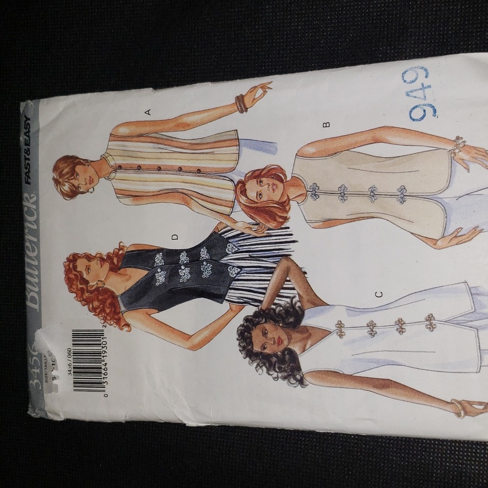 Butterick Fast & Easy Sewing Pattern #3456 size 6-12